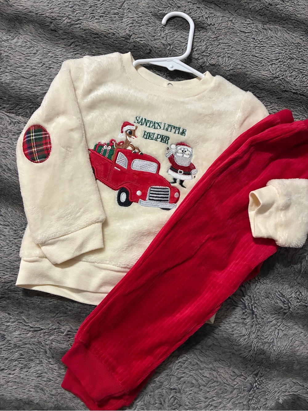 Cream & Red Holiday Kids Sweatshirt and Joggers Christmas Set!
